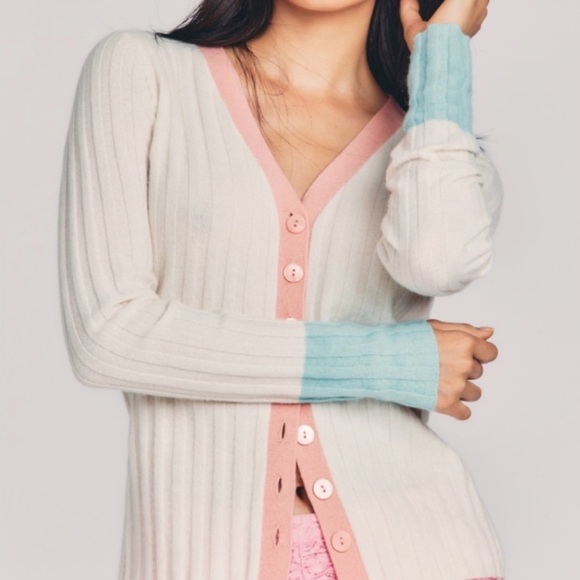 LoveShackFancy Sweaters - LoveShackFancy McKinley Cashmere Blend Cardigan in Azalea Garden Size Small